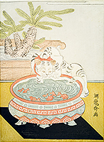 Cat Hunting Goldfish, by Koryusai, c. early 1770’s