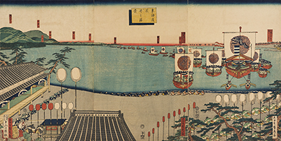 View of Arai on the Tokaido, by Sadahide, 1863
