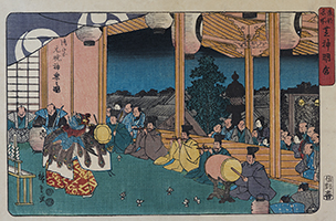Sacred Dance at the Shinmei Shrine at Dawn on New Year’s Day, by Hiroshige, c.1847-52