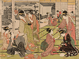 Chushingura Parodied by Famous Beauties, by Utamaro, 1794-95