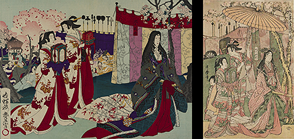 Comparison of Left Toyonobu Diptych and Utamaro Left Panel