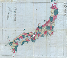 1871 map showing the feudal territories ruled by daimyo