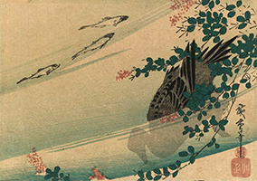 Fish, Duck, and Bush Clover, by Hiroshige, c. 1830s